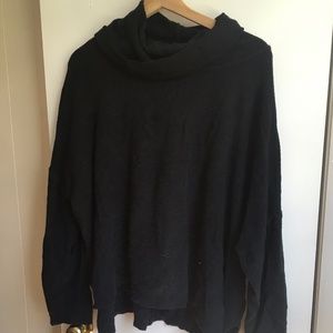 Black, Oversize Cowl-neck Sweater, OS